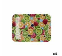 Plateau petit déjeuner Quid Habitat Multicolore Plastique 28 x 20 x 1,5 cm Avec poignées Fruits (12 pièces)