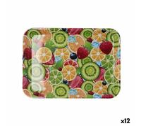 Plateau petit déjeuner Quid Habitat Multicolore Plastique 32 x 23 x 1,7 cm Avec poignées Fruits (12 pièces)
