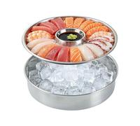 Plateau, Plaque réfrigérée avec bac à glace, plaque de refroidissement portable en acier inoxydable pour la maison, la maison, la cuisine, l'hôtel, le restaurant, la gastronomie, les apéritifs, la