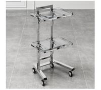 Plateau pliable en acrylique pour salon avec support en acier inoxydable renforcé extra large et roues pivotantes pour une mobilité facile