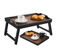 Plateau pliable en bambou réglable en hauteur pour lit et canapé (22,5-32 cm)Table d’ordinateur portable et de petit-déjeuner Plateau vintage Marron Support pour ordinateur