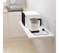 Plateau pliable pour ordinateur portable - Bureau mural en bois pour petits espaces, idéal pour le bureau et la salle à manger, poste de travail parfait avec tréteau