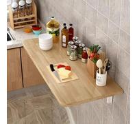Plateau pliable pour ordinateur portable - Bureau mural pliable avec tréteau et étagère de rangement - Table de salle à manger en bois pour petits espaces, cuisine, bar ou bureau à domicile