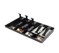 Plateau pour 5 billets et 4 pièces de monnaie, 40,5 x 24,5 x 3,5 cm, plateau de rangement pour supermarchés, magasins, hôtels, registre des devises commerciales, noir