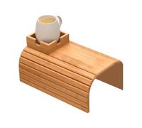 Plateau pour accoudoir de canapé - Table d'appoint avec clip en bois, organiseur de dessous de verre antidérapant pour manger, boire des collations, lire à distance des livres par téléphone, salle de