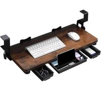 Plateau pour clavier avec tiroir et support C-Clip,bureau à domicile réglable en hauteur(acajou),68.0×29.9cm