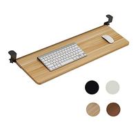 Plateau pour clavier et souris sous le bureau avec tiroir 4 couleurs, étagère en bois de 36 cm, rail coulissant lisse, facile à mettre et à enlever, soutien supplémentaire pour une configuration