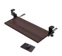 Plateau pour clavier sous le bureau avec tapis de souris - Tiroir plateforme extractible robuste avec pince en C - Support coulissant sans perforation - Extension de bureau (noyer, 75 x 24 cm)
