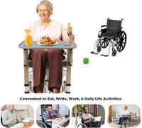 Plateau pour fauteuil roulant, matériau ABS durable, 2 porte-gobelets, bords surélevés