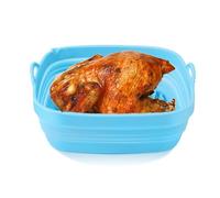 Plateau pour inserts en silicone pour friteuse à air - Poêle de four antiadhésive réutilisable de 20 cm, coussin pour panier de four carré résistant à la chaleur, moule à rôtir et