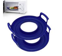 Plateau Pour Micro-ondes Avec Poignées | Lot de 2 Support De Bol Pour Micro-ondes Pour Aliments Froids Et Chauds | Caddie Frais Pour Micro-ondes | Assiette Froide Pour Micro-ondes (Bleu)