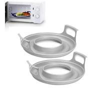 Plateau Pour Micro-ondes Avec Poignées | Lot de 2 Support De Bol Pour Micro-ondes Pour Aliments Froids Et Chauds | Caddie Frais Pour Micro-ondes | Assiette Froide Pour Micro-ondes (Gris)