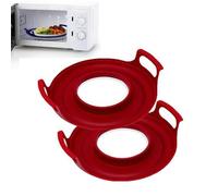 Plateau Pour Micro-ondes Avec Poignées | Lot de 2 Support De Bol Pour Micro-ondes Pour Aliments Froids Et Chauds | Caddie Frais Pour Micro-ondes | Assiette Froide Pour Micro-ondes (Rouge)