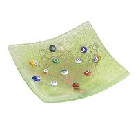 Plateau pour Objets Personnels Arbre de Vie en Verre de Murano avec Murrines et Or Idée de Cadeau Plateau Décoratif Fabriqué en Italie Organisateur de Table Décoratif Souvenirs (9x9 cm).