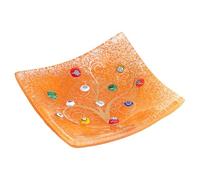 Plateau pour Objets Personnels Arbre de Vie en Verre de Murano avec Murrines et Or Idée de Cadeau Plateau Décoratif Fabriqué en Italie Organisateur de Table Décoratif Souvenirs (9x9 cm).