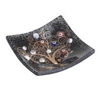 Plateau pour Objets Personnels Arbre de Vie en Verre de Murano avec Murrines et Or Idée de Cadeau Plateau Décoratif Fabriqué en Italie Organisateur de Table Décoratif Souvenirs (9x9 cm).