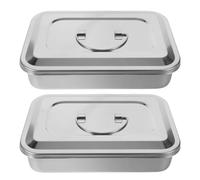 Plateau pour Outils de Nail Art avec Couvercle 2pcs | Acier Inoxydable Argenté, Rangement Compact pour Voyage et Salon, Nettoyage par Trempage Soigné