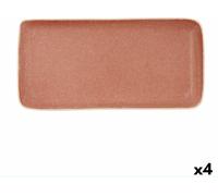 Plateau pour snacks Bidasoa Gio rectangulaire 28 x 14 cm en céramique marron (4 pièces)