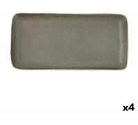 Plateau pour snacks Bidasoa Gio rectangulaire Gris 28 x 14 cm en céramique (4 pièces)