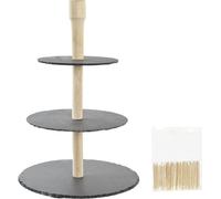 Plateau pour snacks DKD Home Decor 3 étages de support Tableau en bambou 28 x 28 x 39,5 cm