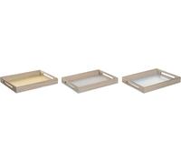 Plateau pour snacks DKD Home Decor Bleu Rose Jaune 3 pièces bois MDF 40 x 30 x 5 cm Shabby Chic