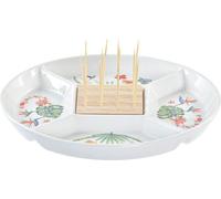 Plateau pour snacks DKD Home Decor Coloré naturel bambou Faïence tropicale 23,5 x 23,5 x 7 cm