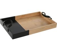 Plateau pour snacks Home ESPRIT Noir naturel Moderne 42 x 27 x 4,5 cm