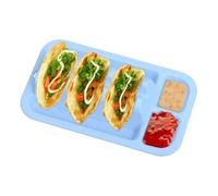 Plateau pour Taco - Support stable pour cônes à 3 fentes, grille en silicone antidérapante réutilisable avec 2 compartiments pour condiments et aliments pour la maison et la famille