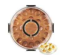 Plateau pour œufs farcis - Plateau à 24 compartiments avec couvercle - Plateau de service pour œufs farcis, pour les vacances, Pâques, Thanksgiving, dîner, fête, buffet, maison, cuisine, restauration