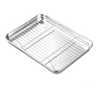 Plateau rectangulaire 26 x 20 cm, plateau rectangulaire en maille | Dimensions : 31 x 24 cm, grille en maille intégrée, filtre efficacement la graisse, idéal pour des grillades et des
