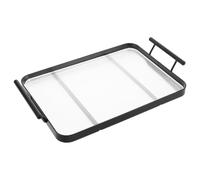 Plateau Rectangulaire à Thé en Acrylique avec Poignées Intégrées | Style Moderne à Rayures Horizontales, pour Mini Desserts ou Cosmétiques, Usage Maison et Petit Déjeuner