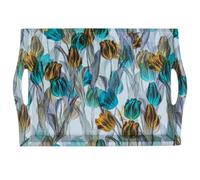Plateau rectangulaire avec poignées en mélamine avec Fleurs 31 x 44 x 5,2 cm