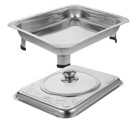 Plateau Rectangulaire Buffet en Acier Inoxydable avec Couvercle | Quatre Pieds Amovibles, Bords Arrondis, Finition Brillante, Service en Self-service et Réception