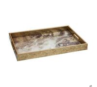 Plateau rectangulaire Elya 43x30x4 cm effet marbre marron - Atmosphera Créateur d'intérieur