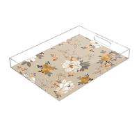 Plateau rectangulaire en acrylique transparent avec poignées - 30,5 x 40,6 cm - Plateau de petit déjeuner transparent - Pour bouquet de pivoines et roses - Anti-déversement