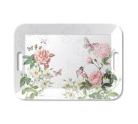 Plateau rectangulaire en mélamine Fleurs anglaises et Papillons