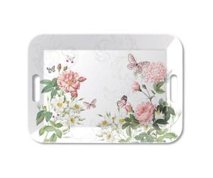 Plateau rectangulaire en mélamine Fleurs anglaises et Papillons