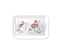 Plateau rectangulaire famille de bonshommes de neige