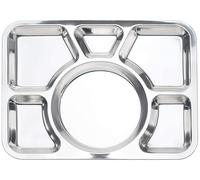 Plateau Repas en Acier Inoxydable 304-6 Compartiments | Convient aux Restaurants, cantines Scolaires, Maisons de Retraite et campings | Plateau Repas compartimenté