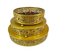 plateau repas,Plateaux pour le service alimentaire, plateaux de Ramadan Eid Mubarak assiettes conteneurs de stockage des aliments décoration de fête islamique musulmane or