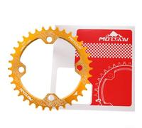 Plateau rond 104bcd 32-38T étroit et large pour pédaliers de vélo en alliage d'aluminium avec transfert de puissance fluide et fiabilité (jaune 34T)