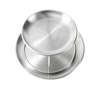 Plateau rond à 2 étages en acier inoxydable - Vaisselle décorative | Plateau de service réfrigéré pour crevettes, crabe, fromage, gâteau, buffet, fête, restaurant