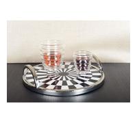 Plateau rond à carreaux noir et blanc