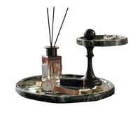 Plateau rond à deux niveaux en marbre naturel | Protège les surfaces tout en organisant vos objets de valeur avec style.(D)