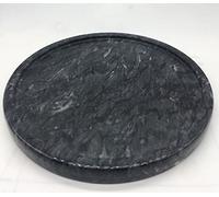 Plateau rond décoratif en marbre naturel pour comptoir, bijoux, commode, salle de bain, cuisine, diamètre 20,3 cm (noir)