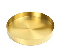 Plateau rond doré, plateau de service rond en acier inoxydable, plateau de rangement décoratif (12,5 cm)