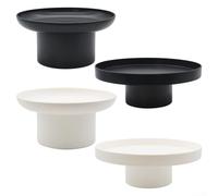 Plateau rond en ABS avec base cylindrique épaisse et résistant aux rayures, conçu pour une utilisation y compris plateau alimentaire, porte-boisson et organisateur de bijoux (noir, L)