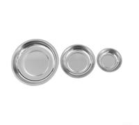 Plateau rond en acier inoxydable avec base magnétique pour outils et petites pièces dans le garage ou l'atelier avec fond en PVC résistant aux rayures, 7,6 cm, 10,2 cm, 15,2 cm (B)