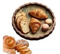 Plateau rond en bois - 19,7 x 19,7 x 2 cm, plateau décoratif, charme vintage, organiseur multi-usages | présentation élégante de bijoux et de collations pour chambre à coucher, cuisine, salle à manger