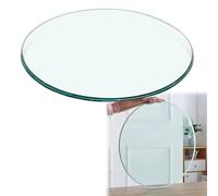Plateau rond en verre trempé de 8 mm d'épaisseur, incassable, Ø 35 cm-100 cm, idéal pour salle à manger/terrasse, résistant aux chocs, élégant plateau de table en verre (96 cm)